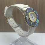 L. A. EXPRESS MOTHER OF PEARL LADIES LOGO WATCH White Leather Strap Photo 2
