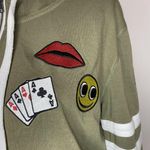 Miss Chievous  Sz Medium Full-Zip Hoodie Jacket Taupe Embroidered Photo 3