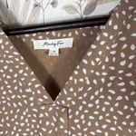 Monday Fun Women's Blouse Medium Brown White Polka Dot V Photo 1