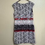 Elegant Monochrome Midi Dress with Red Accents Black Size 10 Photo 1