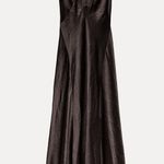 ZARA  dress maxi long brown wrinkle satin effect bodycon wedding party cocktail Photo 16