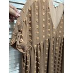 Listicle Brown Babydoll Midi Dress Size Sm Chiffon Short Sleeve Lined V Neck Photo 4