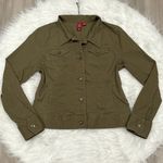 SO  Women’s Corduroy Moto Jacket Army Green Pockets Size L Photo 0