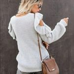 VICI Blue Moon fuzzy cozy boho ruffled open shoulder sweater size L Photo 18