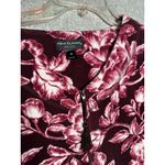 Miss Elaine Medium House Coat Robe Floral Womens Velour Zip Pink Burgundy Photo 1