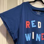 Fifth Sun NWT Red Wine & Blue Size 2X Short Rolled Sleeve Crew Neck Cotton Tee Shirt USA Photo 3