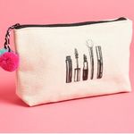 MAKEUP THEME COSMETIC BAG WITH POM POMS Tan Photo 1