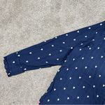 Kerri Rosenthal Women’s Mia Ruffle Button Down Shirt Tiny Heart Print in Navy XL Blue Photo 4