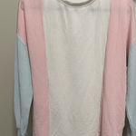 Women’s White Pink and Blue Ribbed Longsleeve Top size medium Photo 0