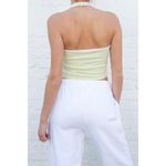 Brandy Melville  Alexis Cropped Halter Top in Green/White OS Photo 3