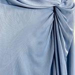 Azazie  Carissa Bridesmaid Dress Chiffon One Shoulder Side Knot Dusty Blue A4 Photo 3