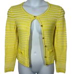Trina Turk Ashbridge Knit Cardigan Sweater Yellow White Striped XS/Small Photo 2