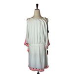 RD & Koko White And Pink Embroidered Rhinestone Tassel Cold‎ Shoulder Dress S Photo 5