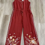 Johnny Was NWT  Elia Linen Tie Jumpsuit Embroidered Size Medium in Adobe Photo 0