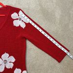 Portraits Northern Isles Red White Flower Knit Cardigan 3/4 Sleeve Women Medium Photo 7