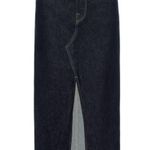 Good American Front Slit Stretch Denim Midi Skirt Indigo Blue Size 4/27 NWT Photo 0