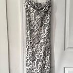 Fiori di Zucca White Black French Countryside Floral Print Silk Midi Drape Dress Size 8 Photo 0