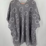TREZO Wrap Shawl Circles Lagenlook Gray White Artsy Art Funky Cotton Blend Light Photo 1
