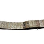 Vintage Silver Tone Floral Etched Adjustable Slider Belt Womens Fashion 70s 80s Photo 6