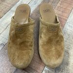 UGG  Abbie Women's 7 Brown Suede Clogs Mules Wood Heel Studded Closed Toe Slip On Photo 1