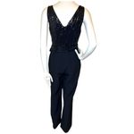 LAUREN RALPH LAUREN Women’s Dress Black Sequined Crepe Jumpsuit Size 2 Photo 4