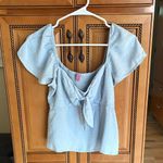 Miami Light Blue Tie-Front Blouse Photo 0
