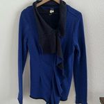 Free People Edgy Striped Waterfall Front Blue Black Stripe Zipper Sweater Photo 0