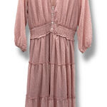 Ophelia Rose Tiered Midi Dress Women’s Size Medium‎ Pink Boho Long Sleeve Photo 0