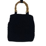 Liz Claiborne  Vintage Crochet Bamboo
Handle Bag Y2K Purse‎ Handbag Black Photo 2