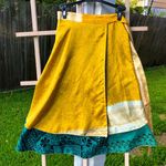Boho Silk Reversible Wrap Skirt Dress S/M Green Size M Photo 0