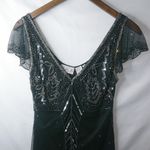 Scala  M Witchy Fairygoth Silver Beaded on Black Evening Top Photo 7