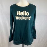 secret treasures Green Hello Weekend long sleeve sweatshirt size small Photo 1