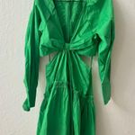 Jason Wu  Green Cutout Waist Twist Long Sleeve Mini Tiered Dress XS Photo 2