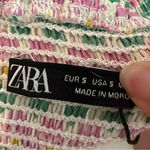 ZARA Pink Floral Smocked Cropped Top Size Small Photo 4