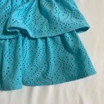 Michael Kors Tiered Ruffle Eyelet Skirt Smocked Waist Blue Medium NWT Photo 3