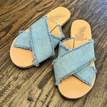 ANCIENT GREEK SANDALS THAIS Denim Slide Sandals US 5.5 Photo 0