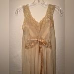 Vintage Elegant Lace Trimmed Slip Dress with Satin Bow Made in Italy Neiman Tan Size L Photo 1