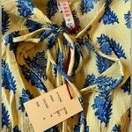 Raga for Anthropologie Yellow with Blue Floral Print Boho Top Size S Small NWT Photo 6