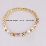 18K Gold Filled Tri Color X Hearts Bracelet Womens Jewelry Chunky Retro Inspo Photo 4