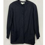 Ann Taylor Jacket Womens Size 2 Black Linen Blend Button Front Vintage Photo 0