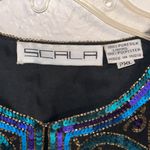 Scala Vintage Black and Blue Sequin Embellished Crop Blouse / Trophy Jacket Photo 3