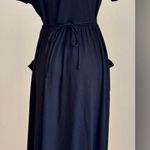 White Stag White Sag Black/Blue,White,Tan Floral Embroidered Dress Tie Back Pull Ov… Photo 6