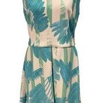 Just Taylor Blue Green White Tropical Boho Preppy Coastal Striped Feather Dress Multiple Size 12 Photo 0