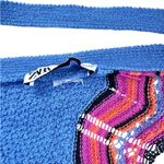 ZARA Bright Blue Woven Crochet Halter Crop Top Wavy Bottom Size Medium Photo 4