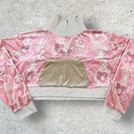 Dazey LA  Reflect Floral Figure‎ Velour Half Zip Cropped Pullover Track Top Sz S Photo 0