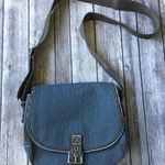 Thirty One Cross Body Purse Free to Be Denim Striped Jean Hobo Shoulder Bag Blue Photo 0