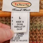 Talbots Hand Knit Striped Cardigan Sweater Womens Zip Front Linen Coastal Size L Photo 3