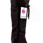 See By Chloe Tall Brown Leather Boots Wool Lined High Heeled Pebbled Size 37.5 Photo 3