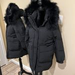 Real raccoon fur collar down winter jacket coat parka puffer trench coat bomber Black Size M Photo 10