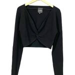 Bandier NWOT Le Ore Rimini Twist-Front Rib Knit Crop Top - Black - XL Photo 4